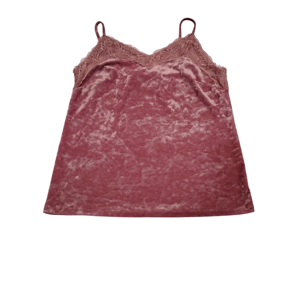 Women's Medium I.n.c. International Concepts Mauve Velour Lace Trim Tank Top
